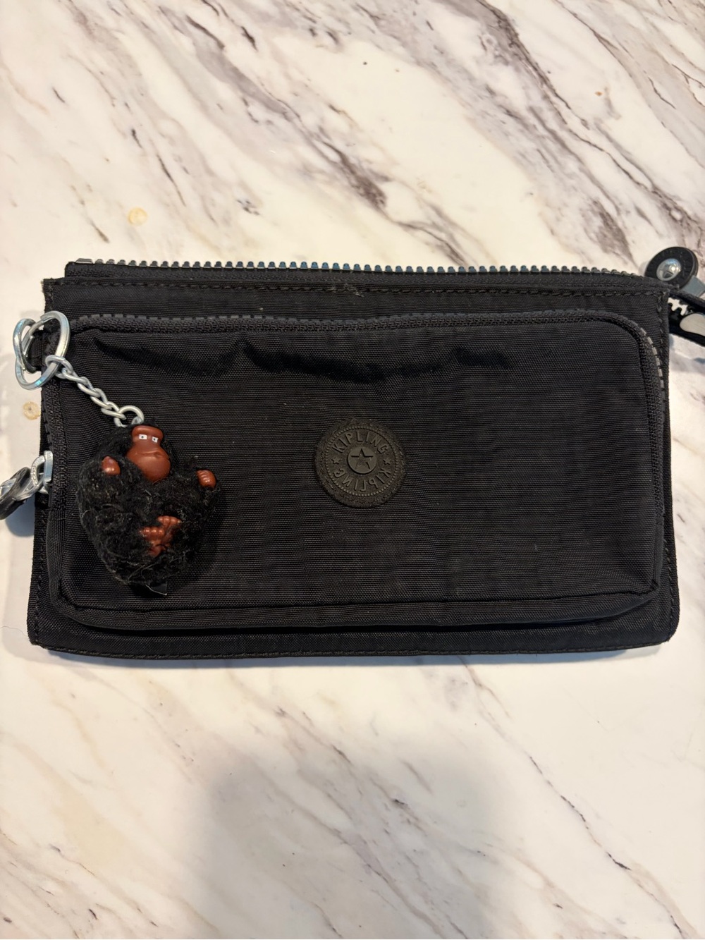 Kipling Black Multi-Compartment Nylon Zipper Pouch Wallet NWOT